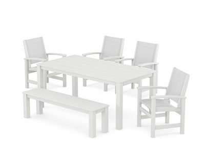 Coastal 6- Piece Parsons Dining Set with Bench