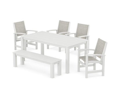 Coastal 6- Piece Parsons Dining Set with Bench