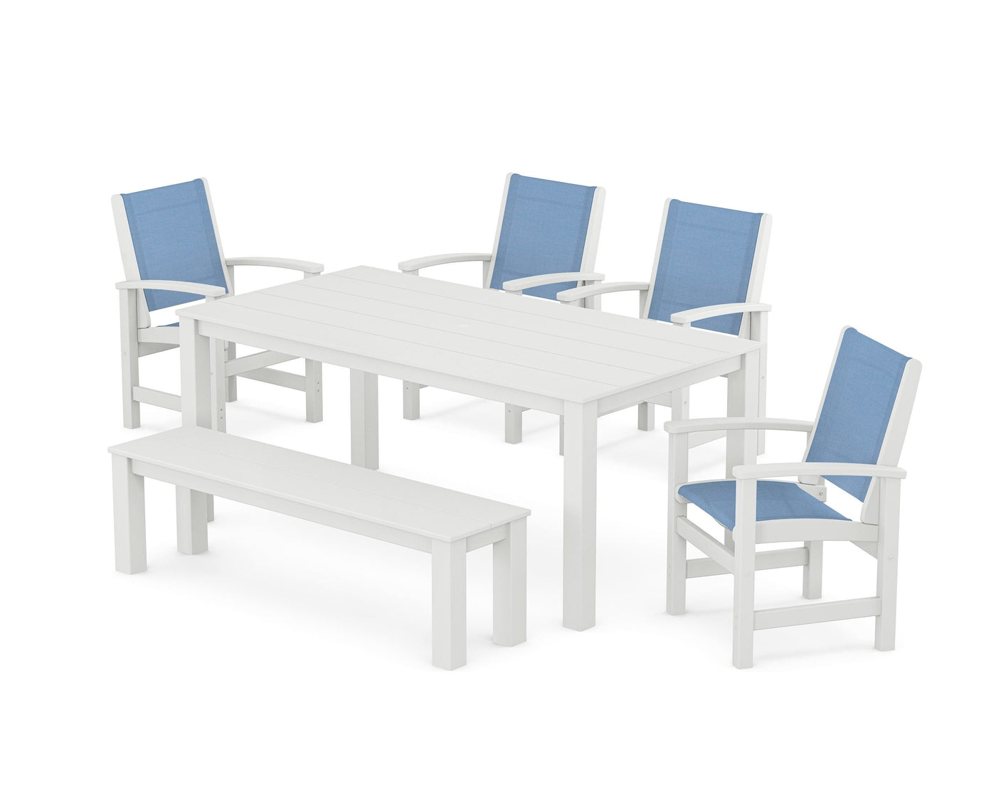 Coastal 6- Piece Parsons Dining Set with Bench