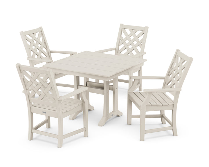 Country Living Wovendale 5-Piece Farmhouse Dining Set with Trestle Legs