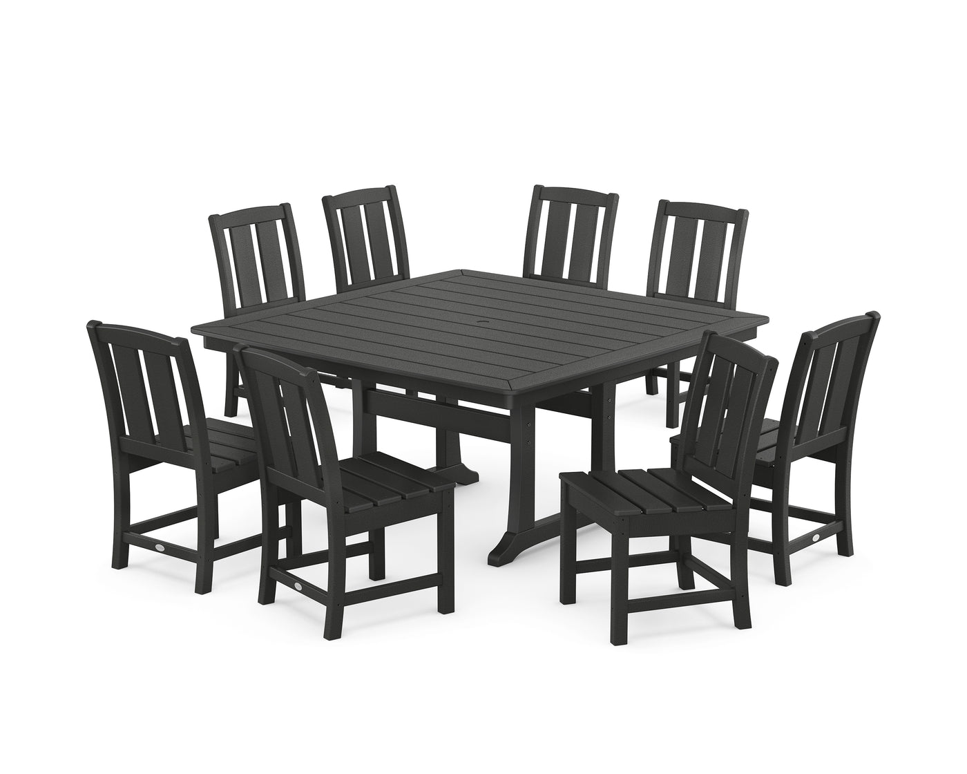 Mission Side Chair 9-Piece Square Dining Set with Trestle Legs