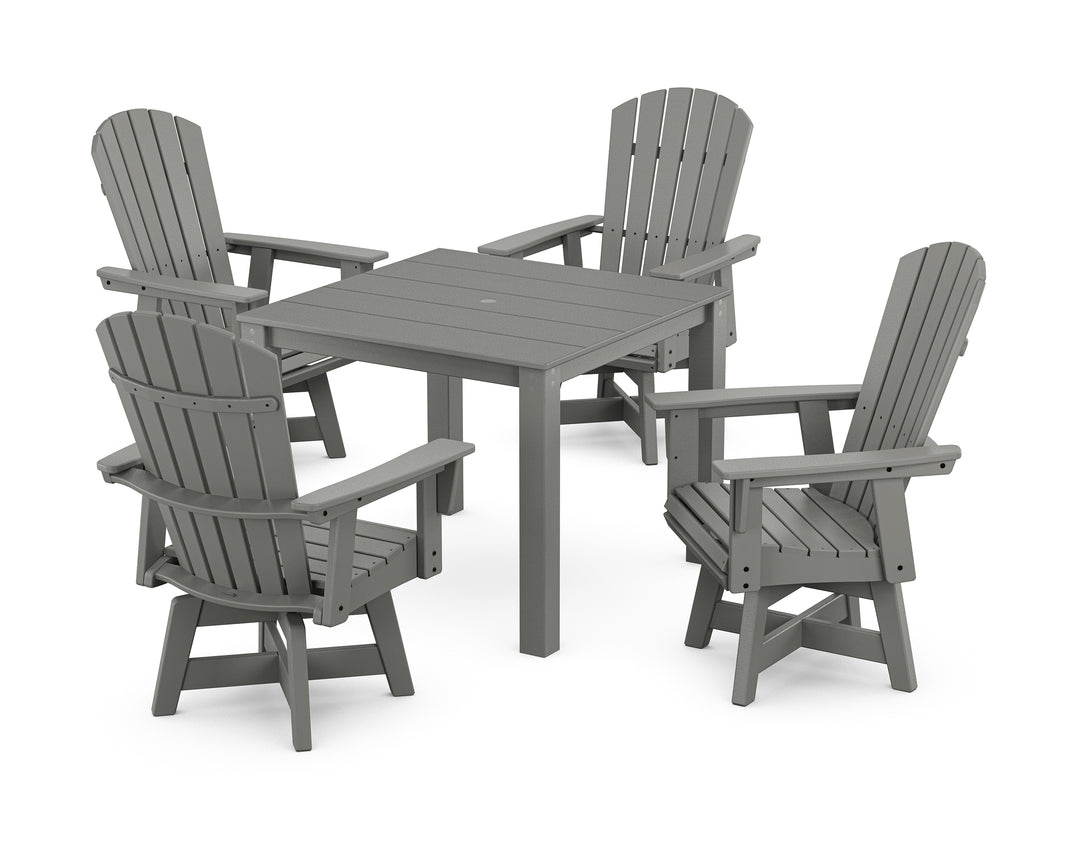 POLYWOOD® Nautical Curveback Adirondack Swivel 5-Piece Parsons Dining Set