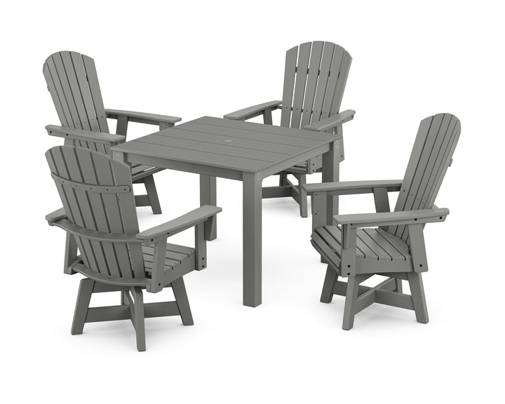 POLYWOOD® Nautical Curveback Adirondack Swivel 5-Piece Parsons Dining Set
