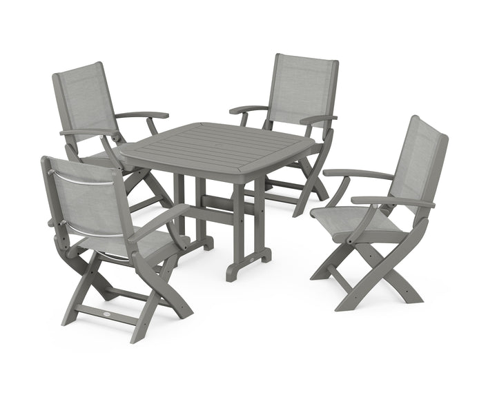 POLYWOOD® Coastal Folding Chair 5-Piece Dining Set