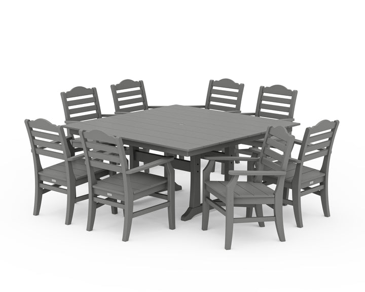 POLYWOOD® Savannah 9-Piece Square Farmhouse Dining Set with Trestle Legs
