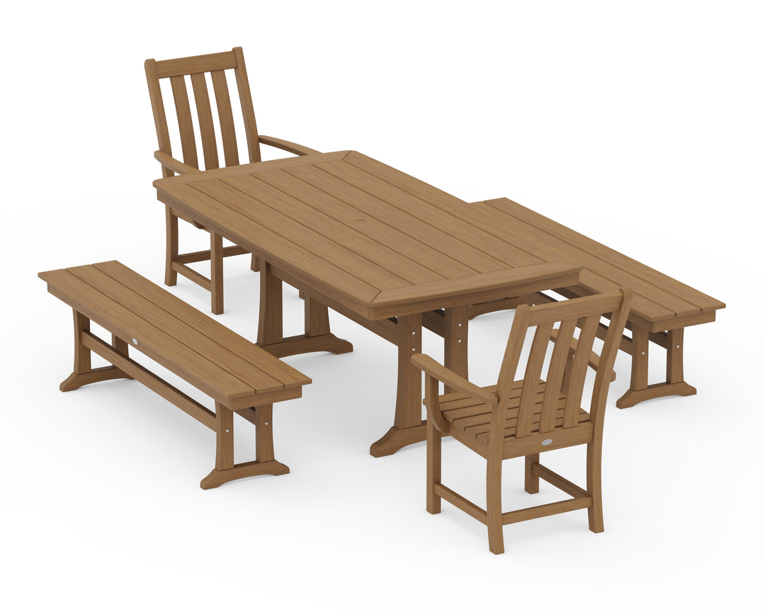 POLYWOOD® Vineyard 5-Piece Dining Set with Trestle Legs