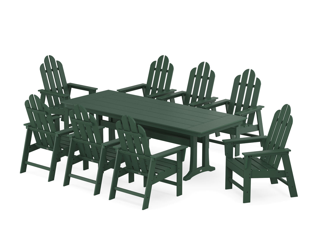 POLYWOOD® Long Island 9-Piece Farmhouse Dining Set with Trestle Legs