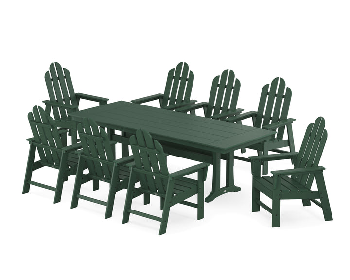 POLYWOOD® Long Island 9-Piece Farmhouse Dining Set with Trestle Legs