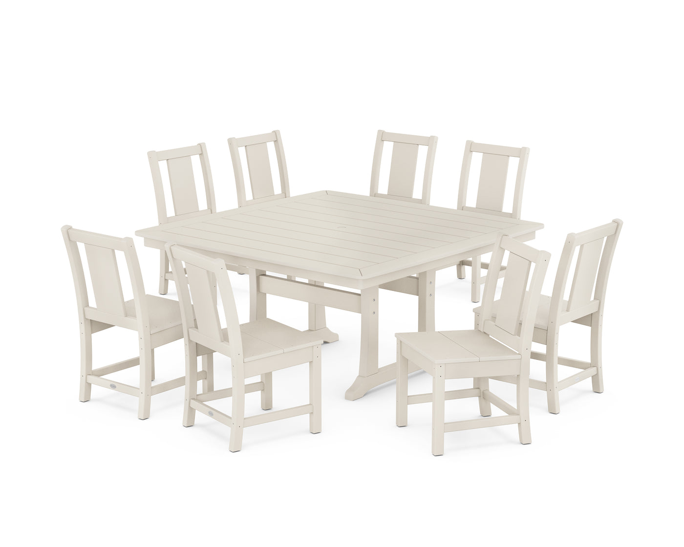 Prairie Side Chair 9-Piece Square Dining Set with Trestle Legs