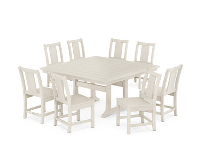 Prairie Side Chair 9-Piece Square Dining Set with Trestle Legs