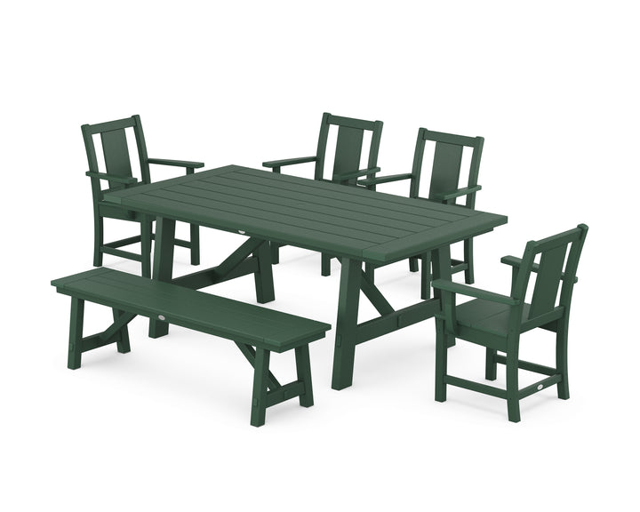 POLYWOOD® Prairie 6-Piece Rustic Farmhouse Dining Set with Bench