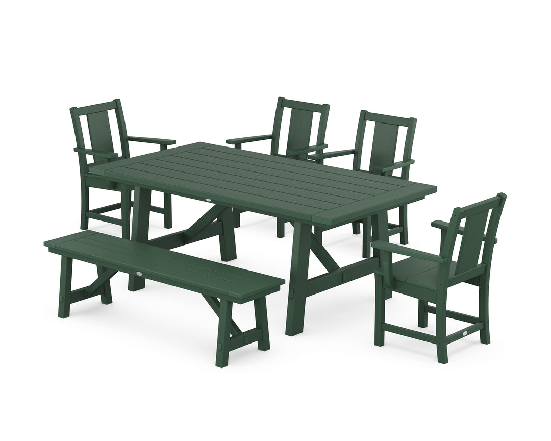POLYWOOD® Prairie 6-Piece Rustic Farmhouse Dining Set with Bench