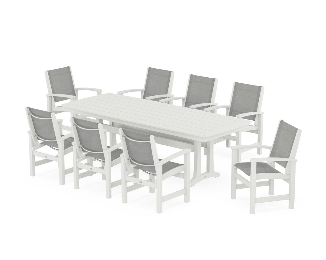 POLYWOOD® Coastal 9-Piece Dining Set with Trestle Legs