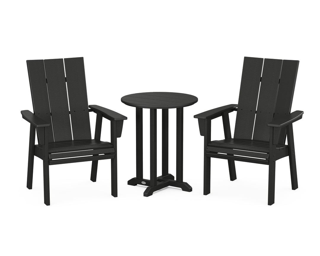 POLYWOOD® Modern Curveback Adirondack 3-Piece Round Bistro Dining Set