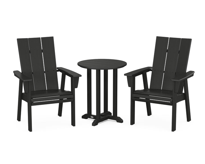 POLYWOOD® Modern Curveback Adirondack 3-Piece Round Bistro Dining Set