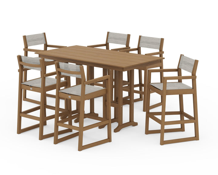 POLYWOOD® EDGE Sling Arm Chair 7-Piece Farmhouse Bar Set