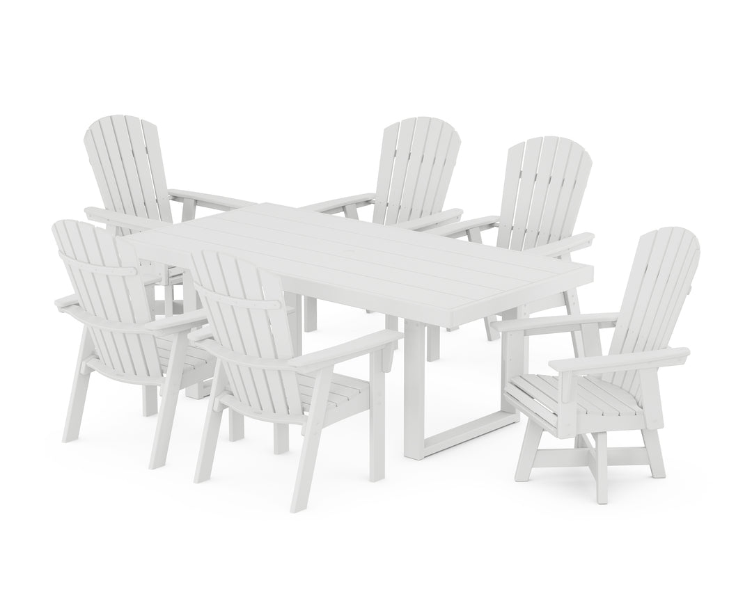 POLYWOOD® Nautical Curveback Adirondack Swivel Chair 7-Piece Dining Set