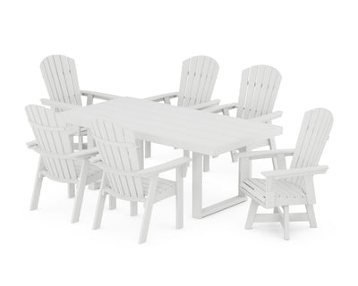 Nautical Curveback Adirondack Swivel Chair 7-Piece Dining Set