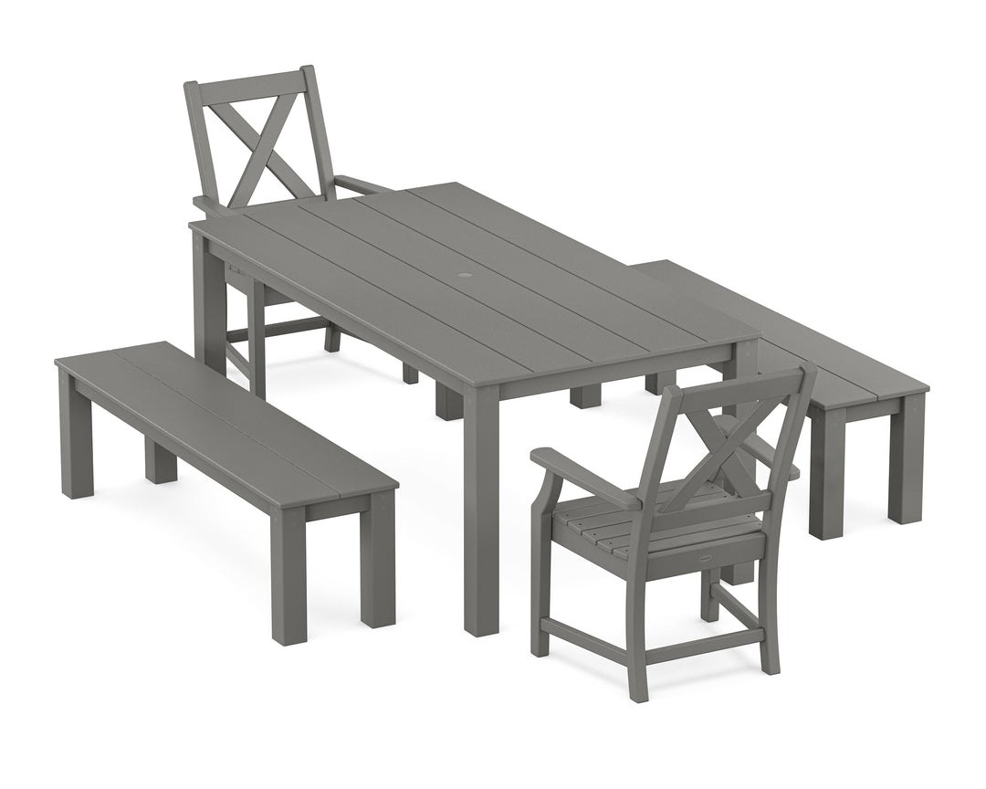 POLYWOOD® Braxton 5-Piece Parsons Dining Set with Benches