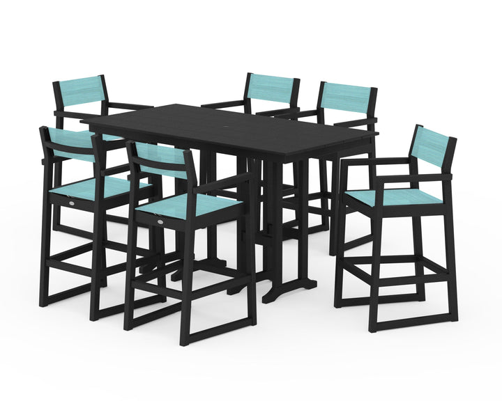 POLYWOOD® EDGE Sling Arm Chair 7-Piece Farmhouse Bar Set