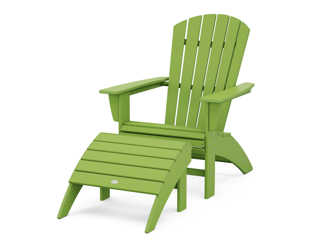 POLYWOOD® Nautical Curveback Adirondack Chair 2-Piece Set with Ottoman