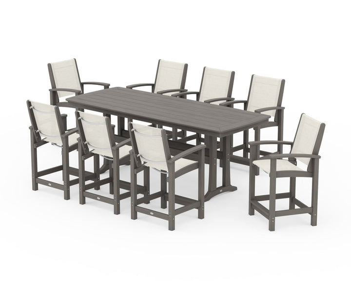 POLYWOOD® Coastal 9-Piece Counter Set with Trestle Legs