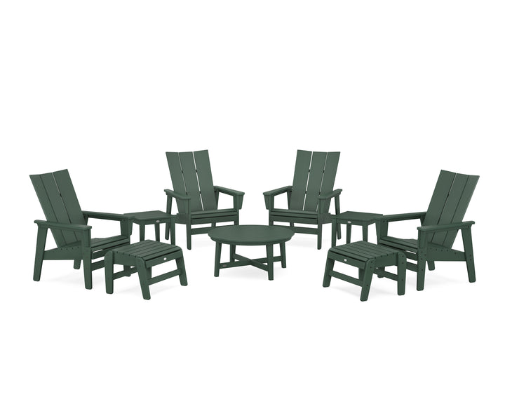 POLYWOOD® Modern Grand Upright Adirondack 9-Piece Conversation Set