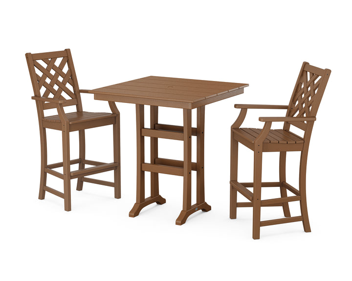 Country Living Wovendale 3-Piece Farmhouse Bar Set with Trestle Legs