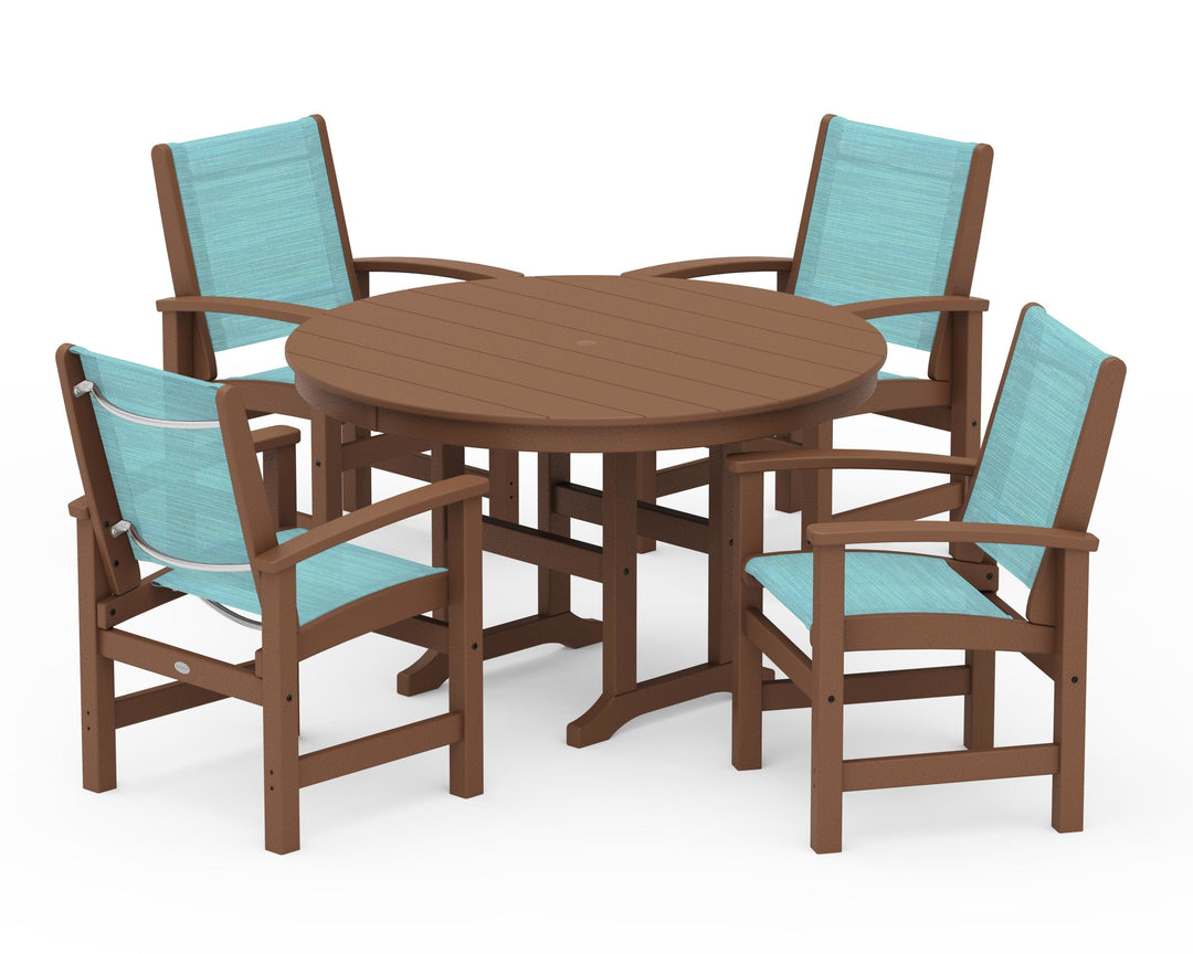 POLYWOOD® Coastal 5-Piece Round Farmhouse Dining Set