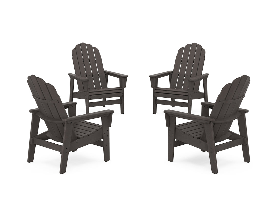 POLYWOOD® 4-Piece Vineyard Grand Upright Adirondack Chair Conversation Set