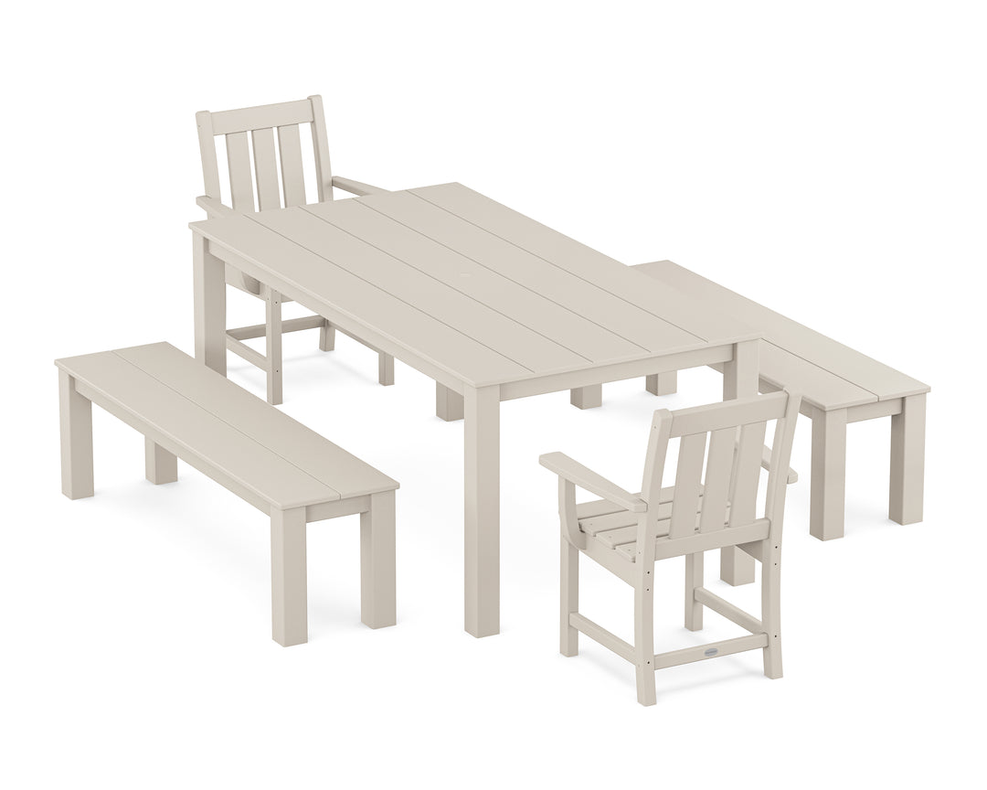 POLYWOOD® Oxford 5-Piece Parsons Dining Set with Benches
