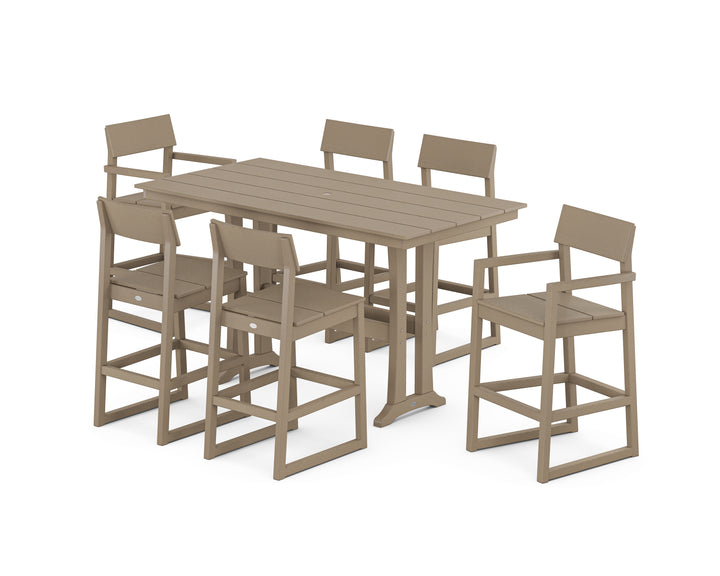 POLYWOOD® EDGE 7-Piece Farmhouse Bar Set with Trestle Legs