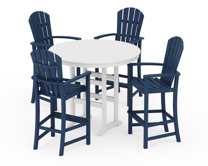 POLYWOOD® Palm Coast 5-Piece Round Farmhouse Bar Set