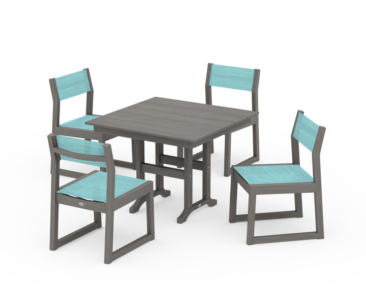 POLYWOOD® EDGE Sling Side Chair 5-Piece Farmhouse Dining Set