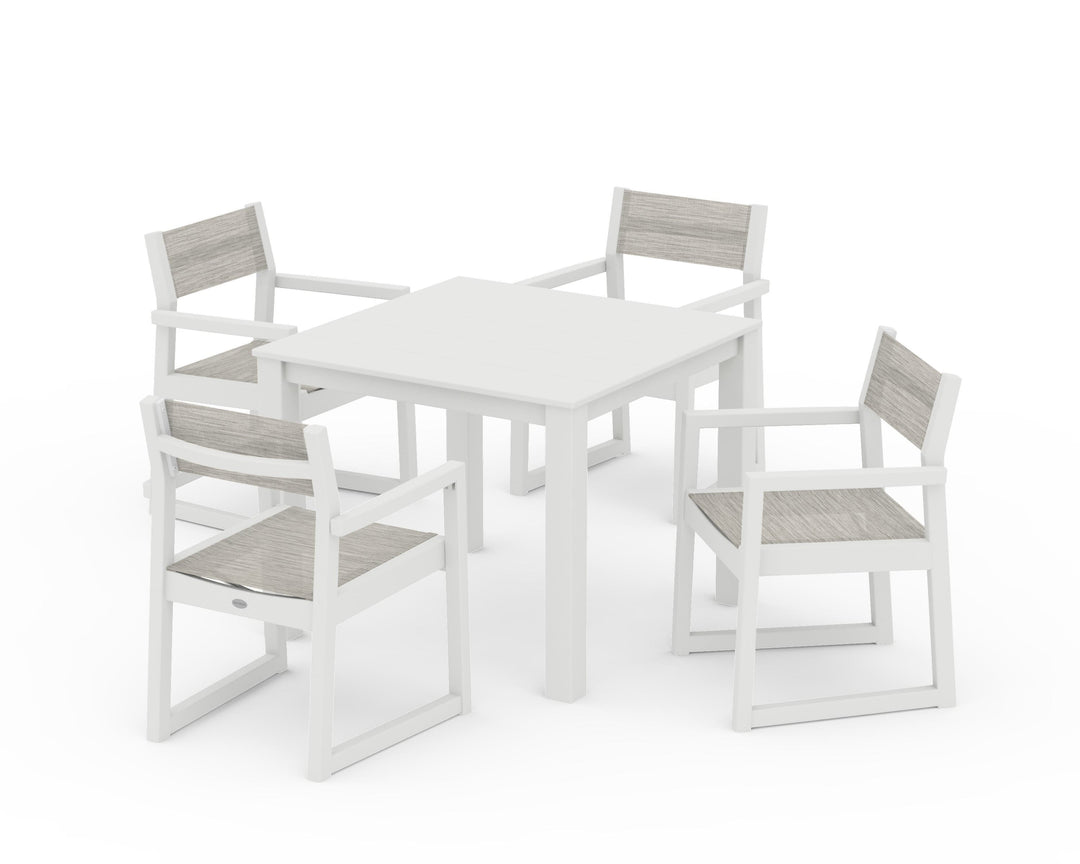 POLYWOOD® EDGE Sling Arm Chair 5-Piece Parsons Dining Set