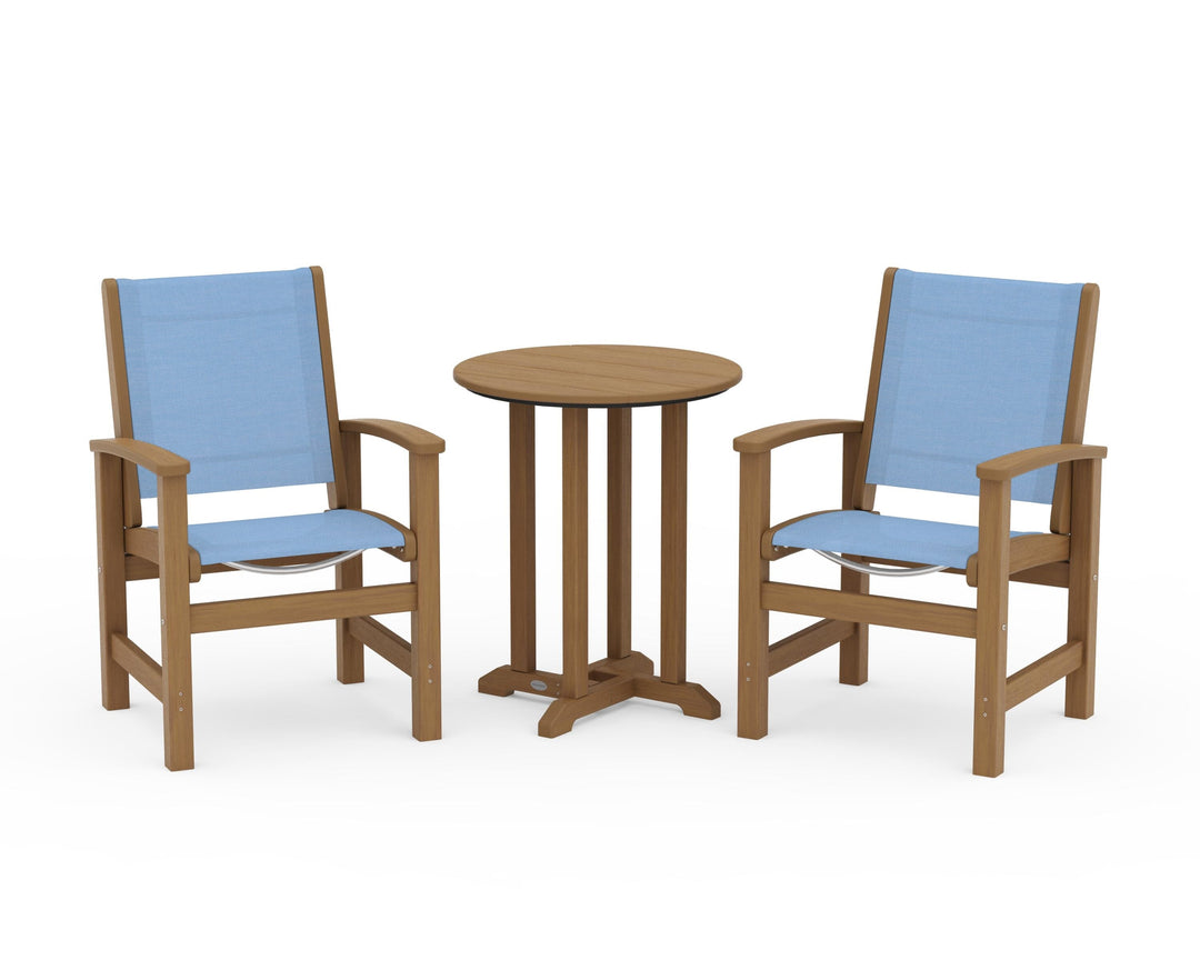 POLYWOOD® Coastal 3-Piece Round Bistro Dining Set