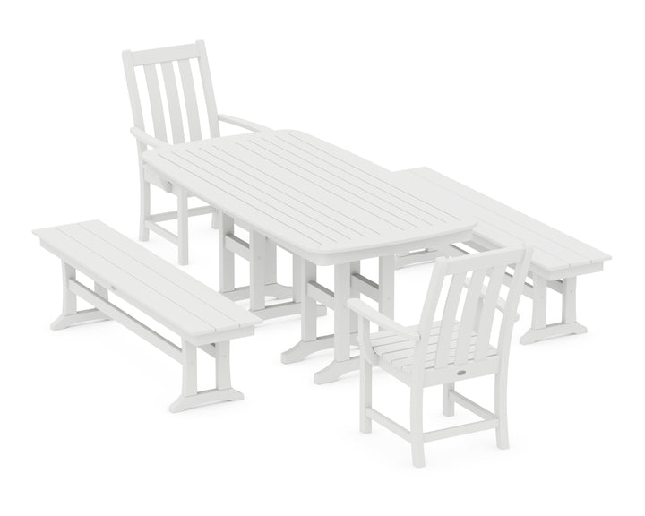 POLYWOOD® Vineyard 5-Piece Dining Set with Benches