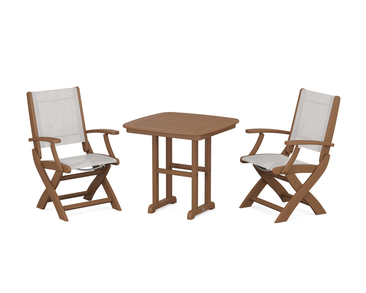 POLYWOOD® Coastal Folding Chair 3-Piece Dining Set