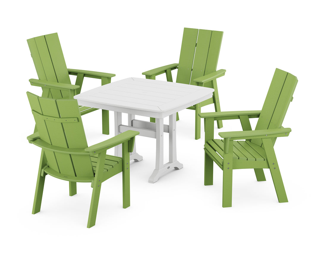 POLYWOOD® Modern Adirondack 5-Piece Dining Set with Trestle Legs
