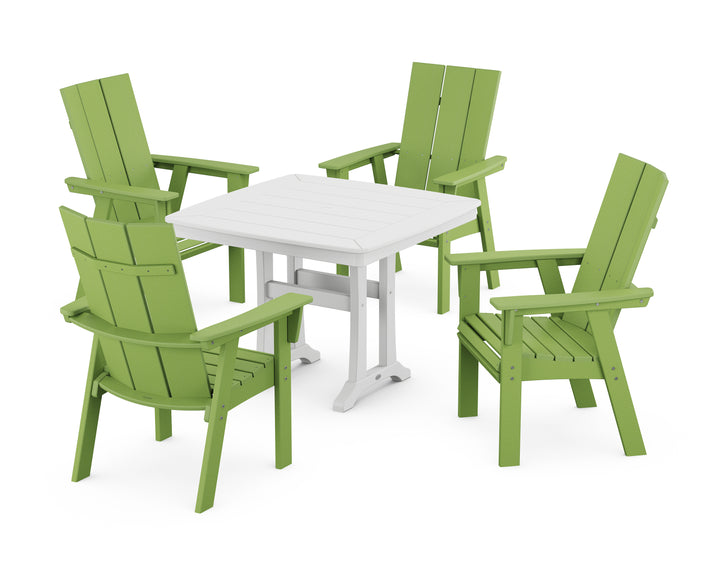 POLYWOOD® Modern Adirondack 5-Piece Dining Set with Trestle Legs