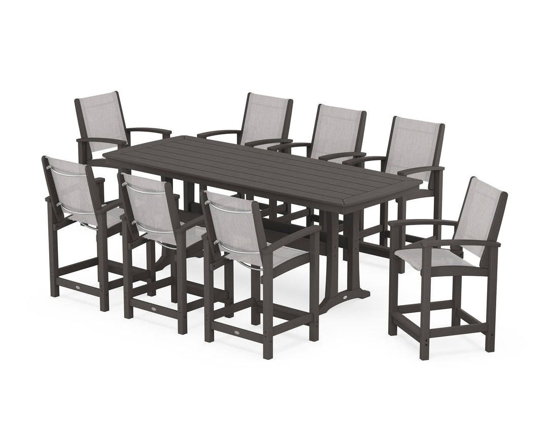 POLYWOOD® Coastal 9-Piece Counter Set with Trestle Legs