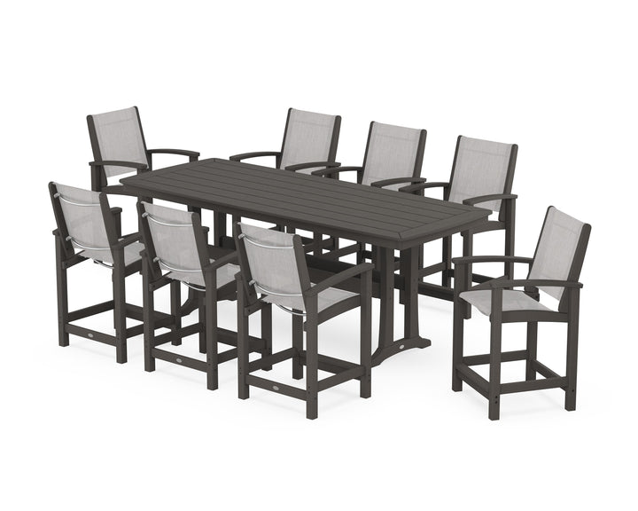 POLYWOOD® Coastal 9-Piece Counter Set with Trestle Legs