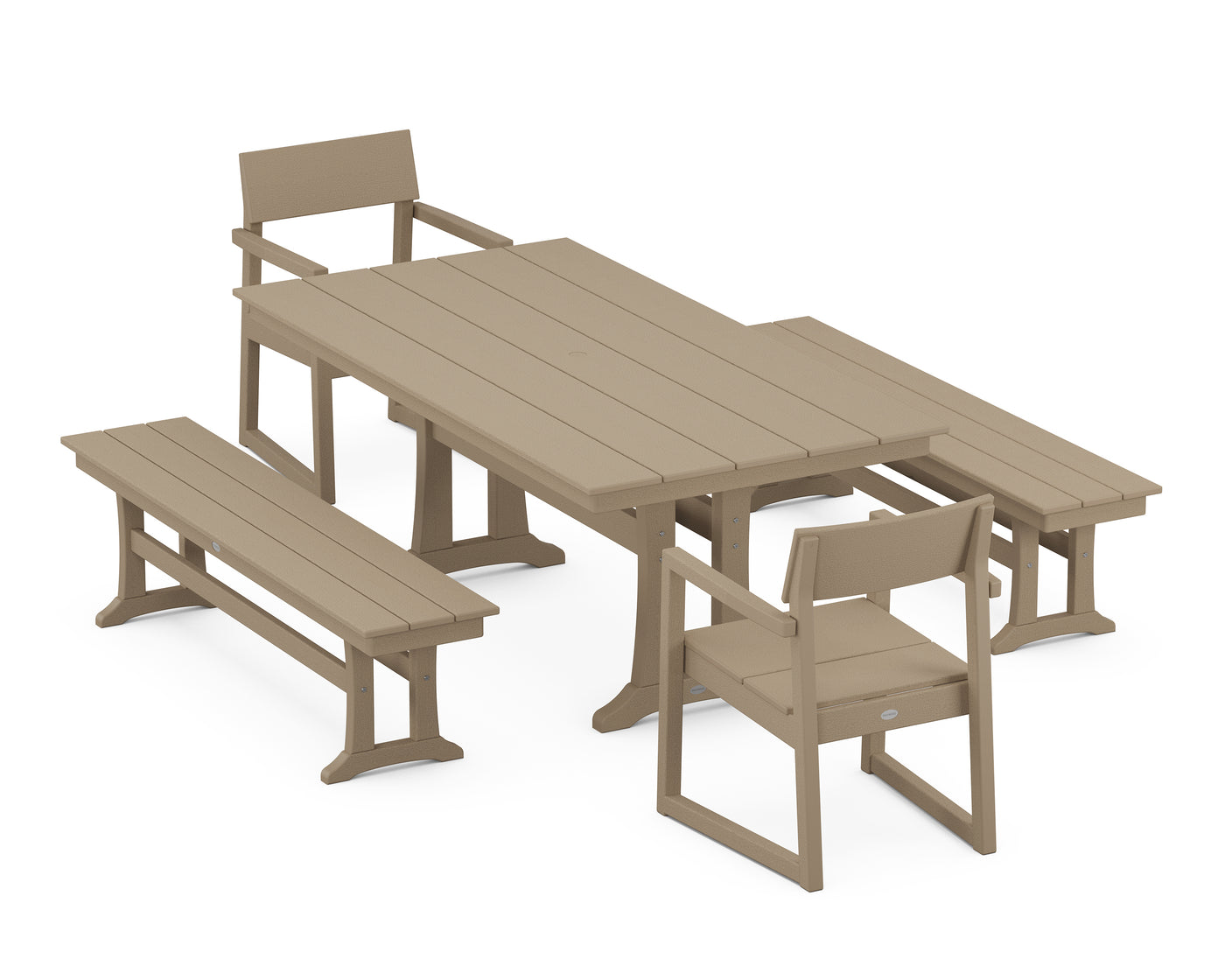 EDGE 5-Piece Farmhouse Dining Set With Trestle Legs