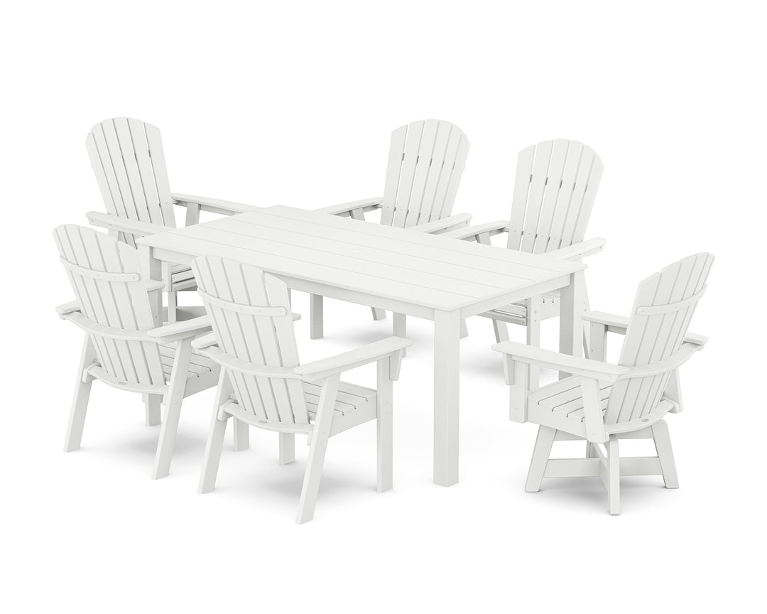 POLYWOOD® Nautical Curveback Adirondack Swivel 7-Piece Parsons Dining Set