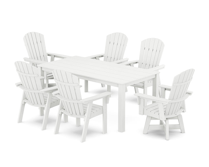 POLYWOOD® Nautical Curveback Adirondack Swivel 7-Piece Parsons Dining Set