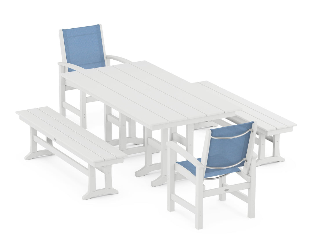 POLYWOOD® Coastal 5-Piece Farmhouse Dining Set