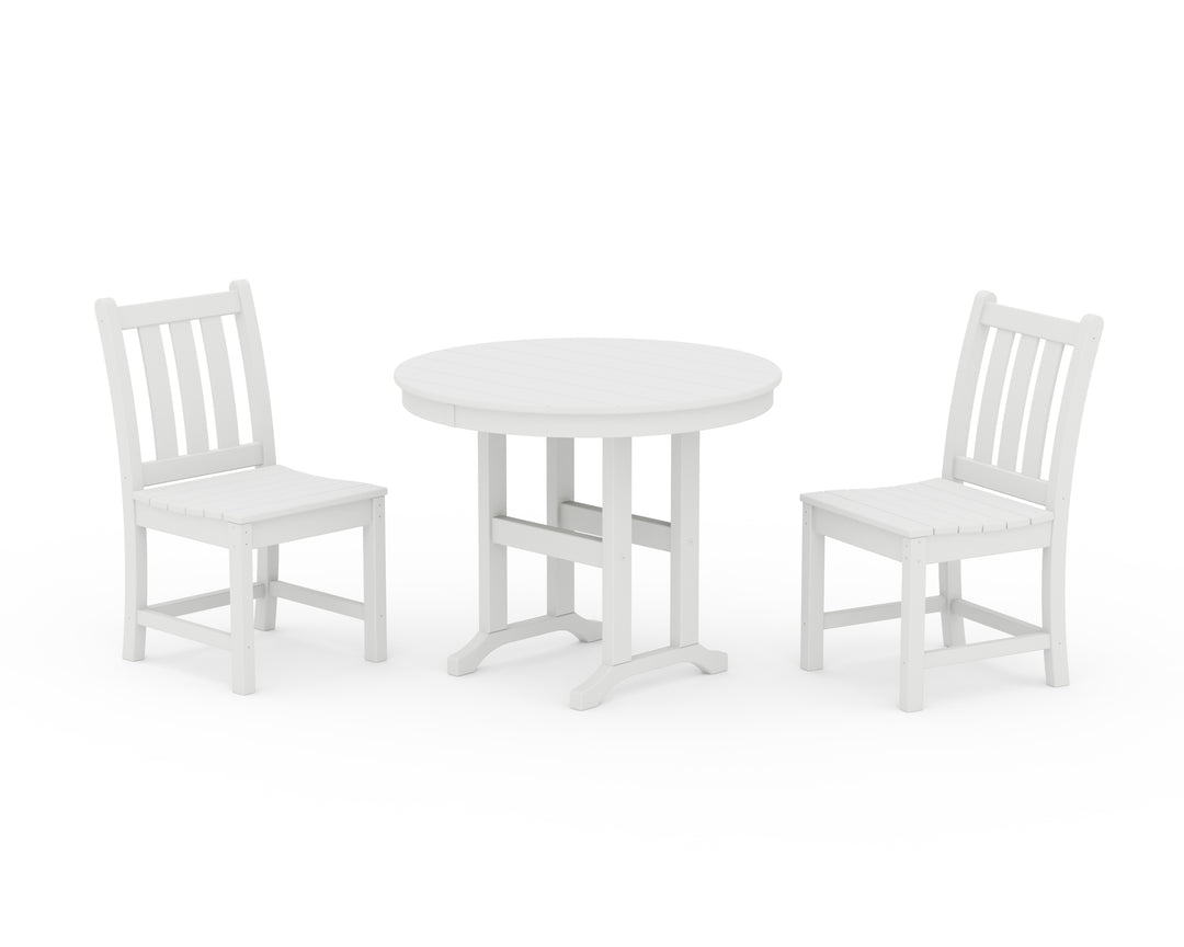 POLYWOOD® Traditional Garden Side Chair 3-Piece Round Dining Set