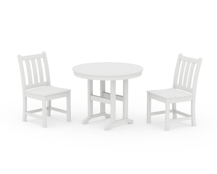 POLYWOOD® Traditional Garden Side Chair 3-Piece Round Dining Set