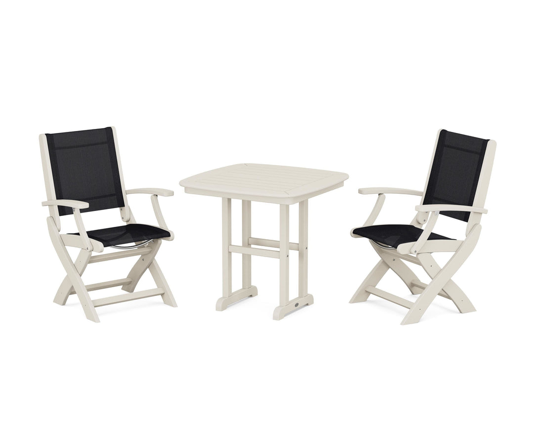 POLYWOOD® Coastal Folding Chair 3-Piece Dining Set