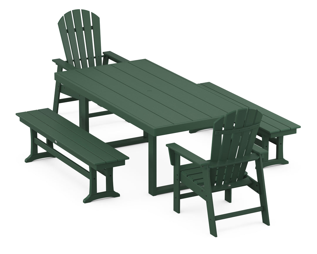 POLYWOOD® South Beach 5-Piece Dining Set with Benches